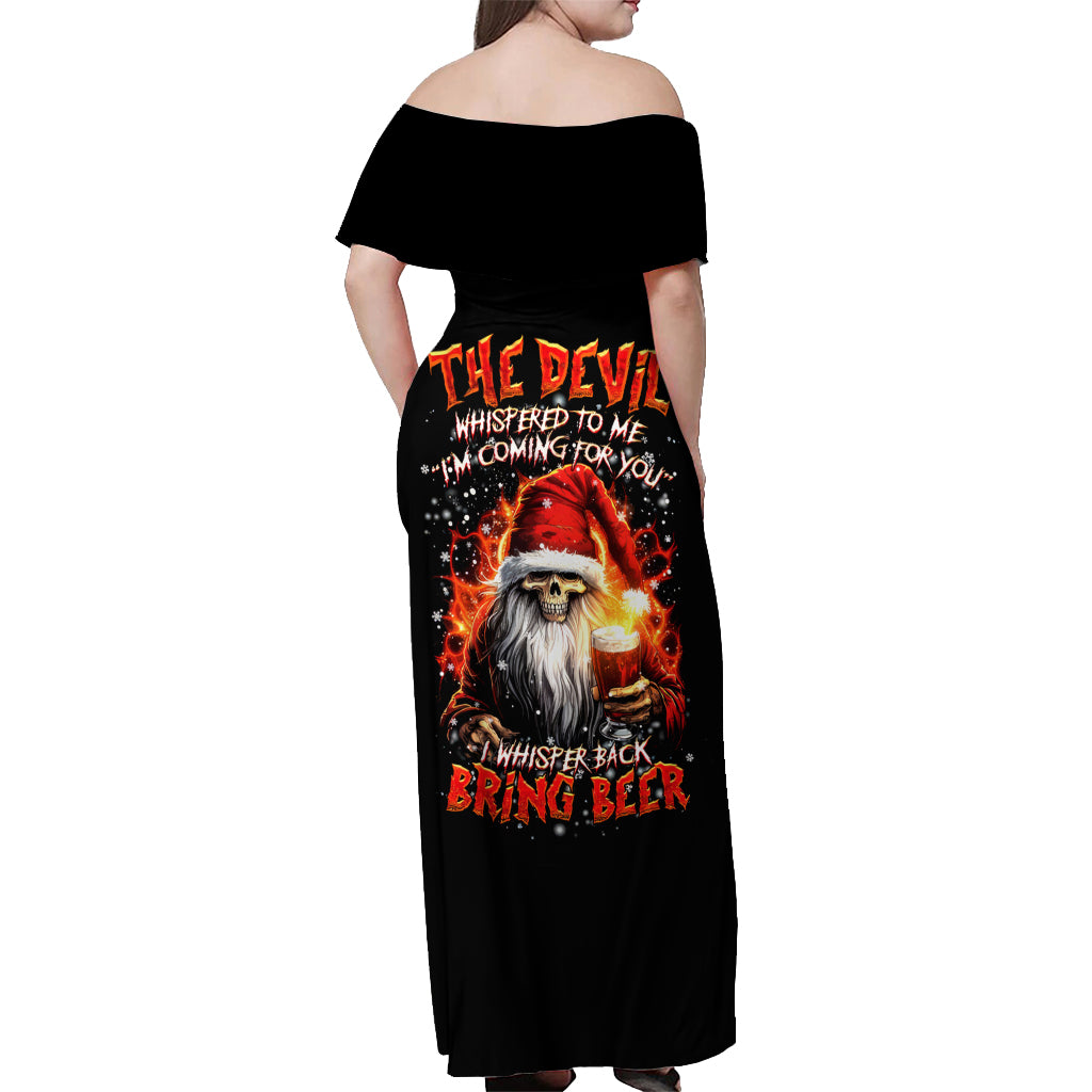 Skeleton Santa Claus Off Shoulder Maxi Dress The Devil Whispered To Me I'm Coming For You I Whisper Back Bring Beer - Wonder Print Shop