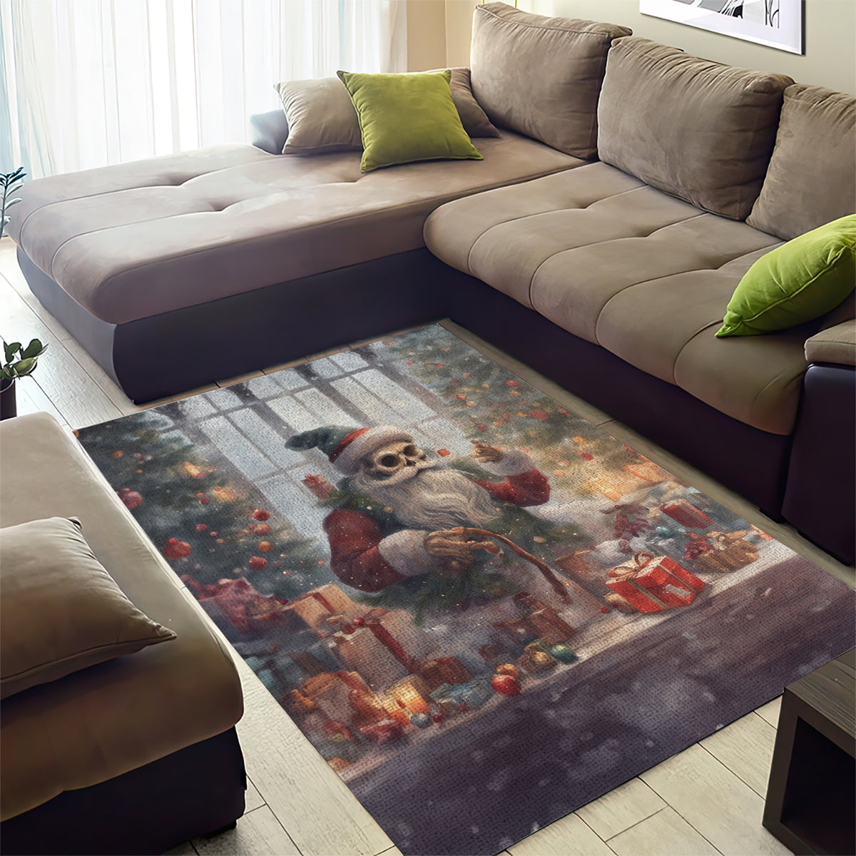 Skeleton Santa Claus Area Rug Repair For Christmas Santa Claus - Wonder Print Shop