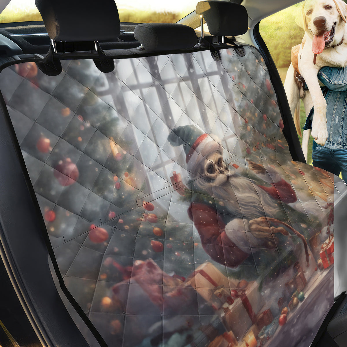 Skeleton Santa Claus Back Car Seat Cover Repair For Christmas Santa Claus - Wonder Print Shop