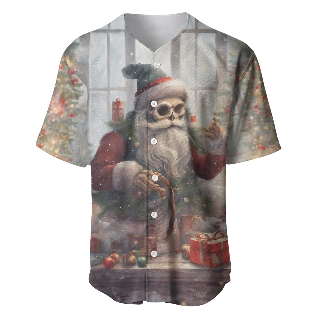 Skeleton Santa Claus Baseball Jersey Repair For Christmas Santa Claus - Wonder Print Shop