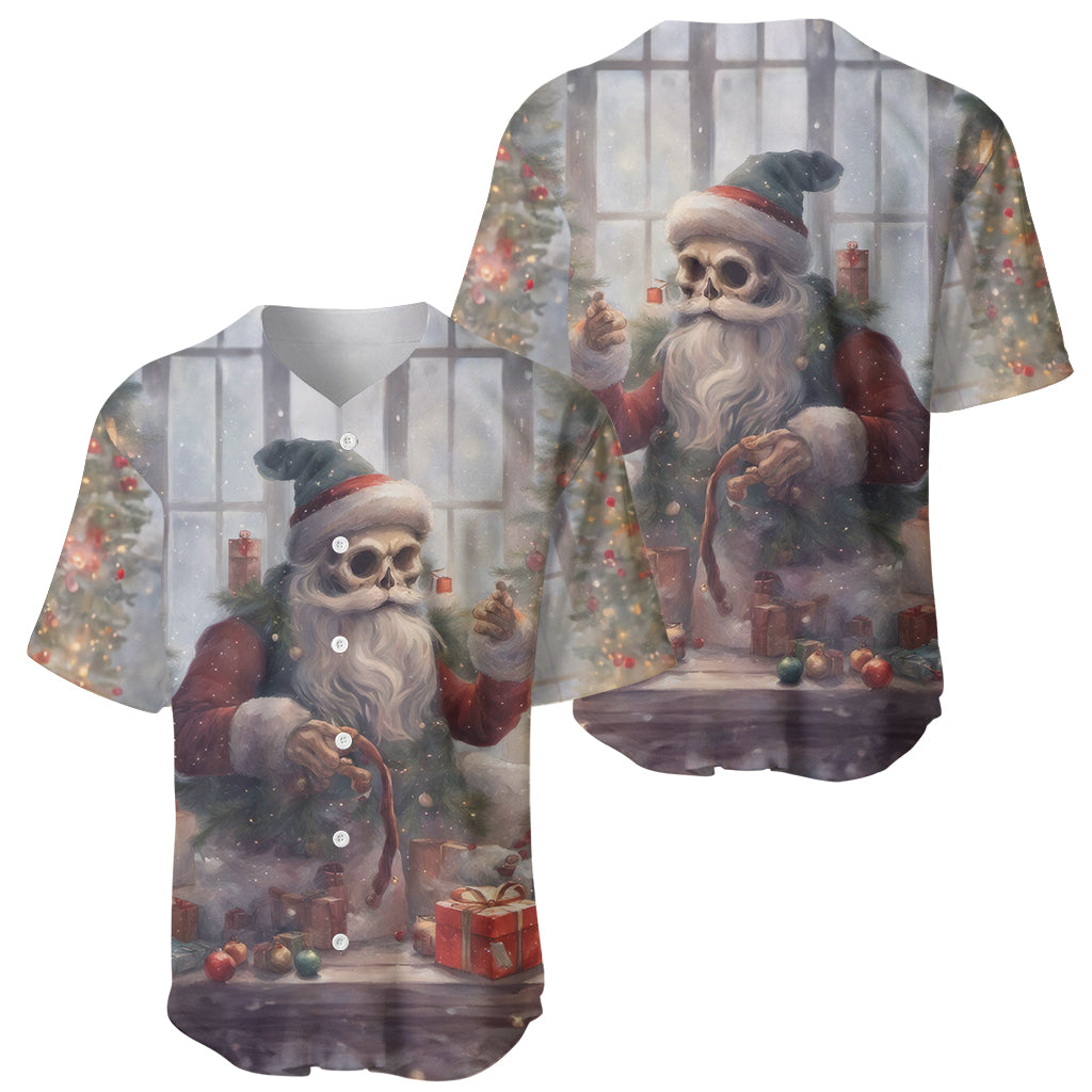 Skeleton Santa Claus Baseball Jersey Repair For Christmas Santa Claus - Wonder Print Shop
