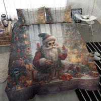 Skeleton Santa Claus Bedding Set Repair For Christmas Santa Claus - Wonder Print Shop