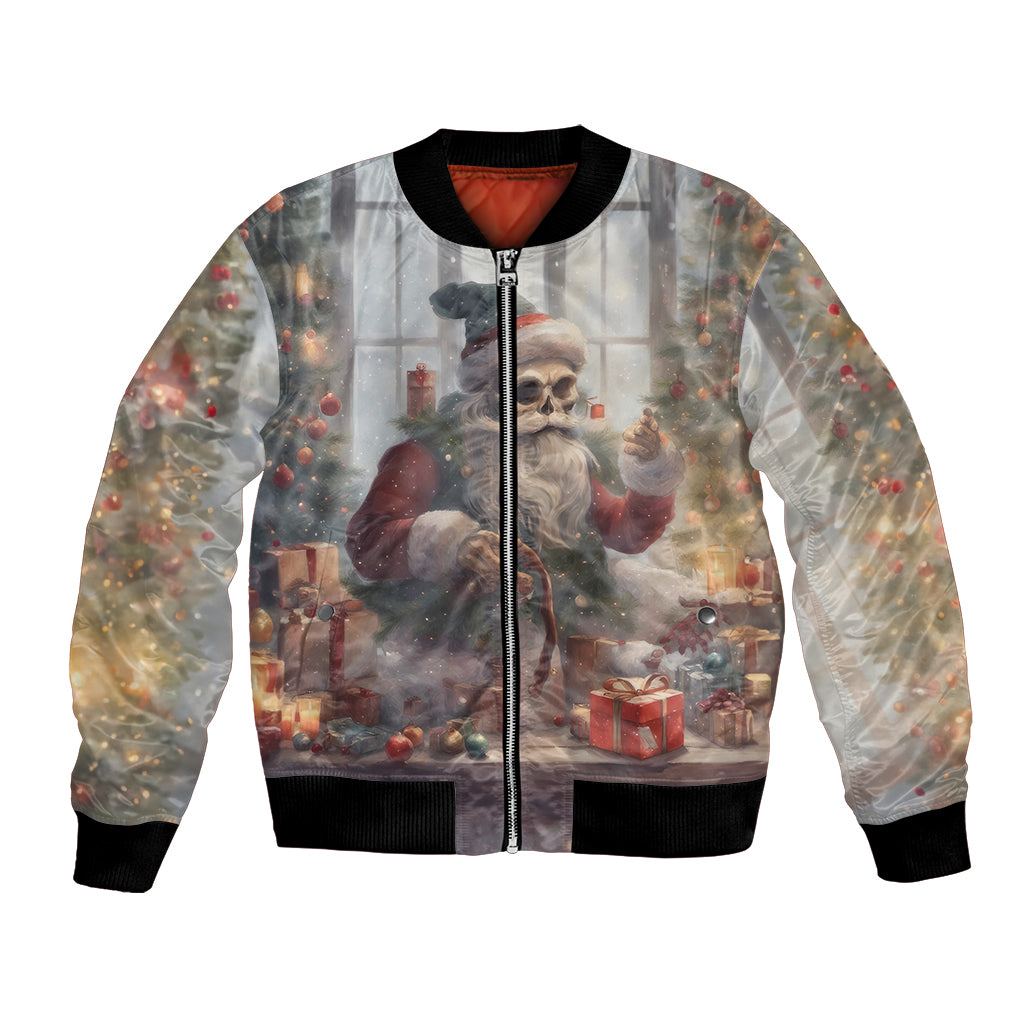 Skeleton Santa Claus Bomber Jacket Repair For Christmas Santa Claus - Wonder Print Shop