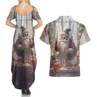 Skeleton Santa Claus Couples Matching Summer Maxi Dress and Hawaiian Shirt Repair For Christmas Santa Claus - Wonder Print Shop