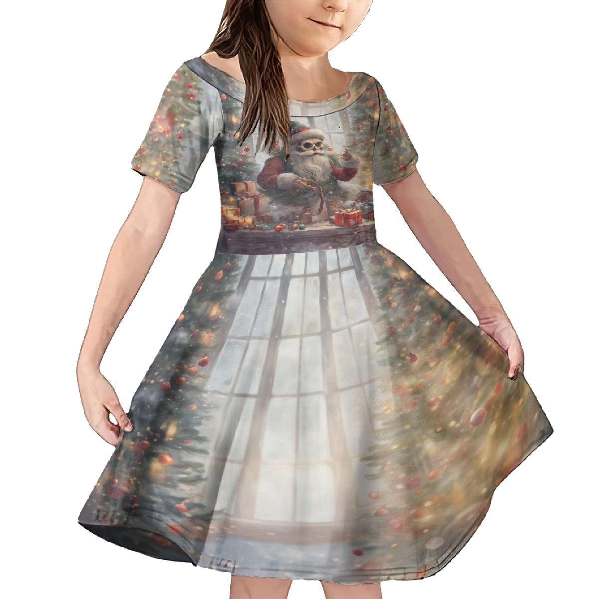 Skeleton Santa Claus Family Matching Mermaid Dress and Hawaiian Shirt Repair For Christmas Santa Claus - Wonder Print Shop