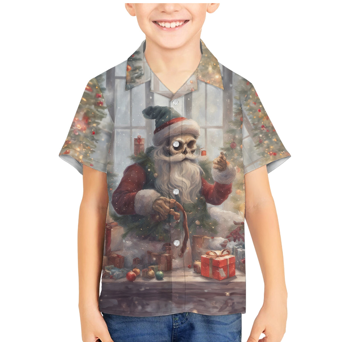 Skeleton Santa Claus Family Matching Mermaid Dress and Hawaiian Shirt Repair For Christmas Santa Claus - Wonder Print Shop