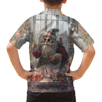 Skeleton Santa Claus Family Matching Off Shoulder Long Sleeve Dress and Hawaiian Shirt Repair For Christmas Santa Claus - Wonder Print Shop