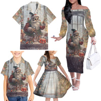 Skeleton Santa Claus Family Matching Off Shoulder Long Sleeve Dress and Hawaiian Shirt Repair For Christmas Santa Claus - Wonder Print Shop