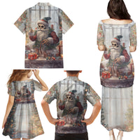 Skeleton Santa Claus Family Matching Puletasi Dress and Hawaiian Shirt Repair For Christmas Santa Claus - Wonder Print Shop