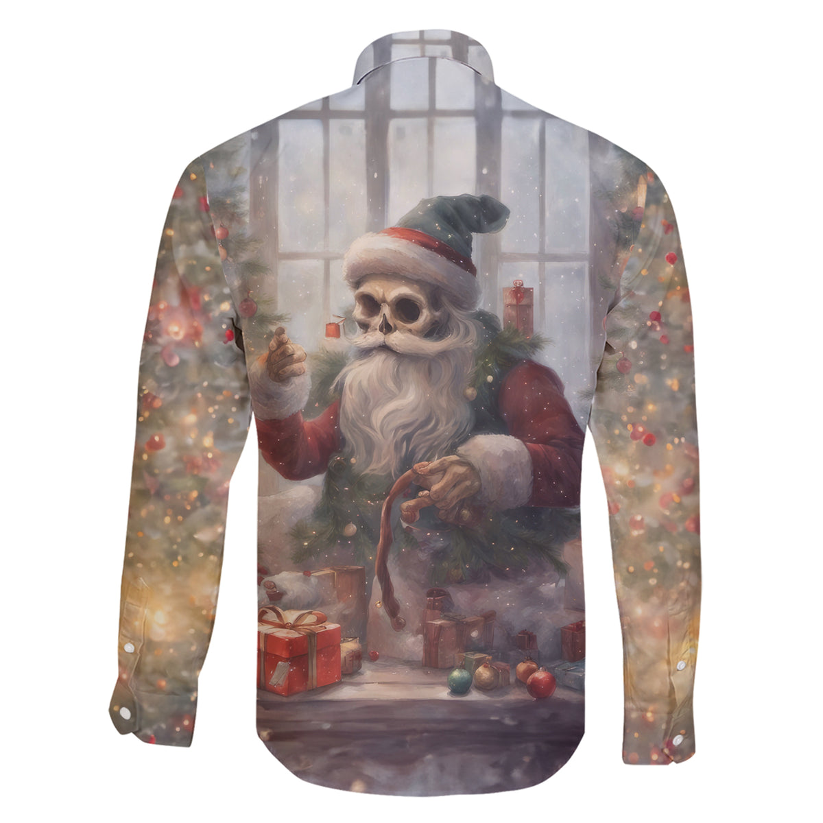 Skeleton Santa Claus Family Matching Short Sleeve Bodycon Dress and Hawaiian Shirt Repair For Christmas Santa Claus - Wonder Print Shop