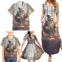 Skeleton Santa Claus Family Matching Summer Maxi Dress and Hawaiian Shirt Repair For Christmas Santa Claus - Wonder Print Shop
