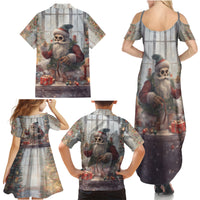 Skeleton Santa Claus Family Matching Summer Maxi Dress and Hawaiian Shirt Repair For Christmas Santa Claus - Wonder Print Shop
