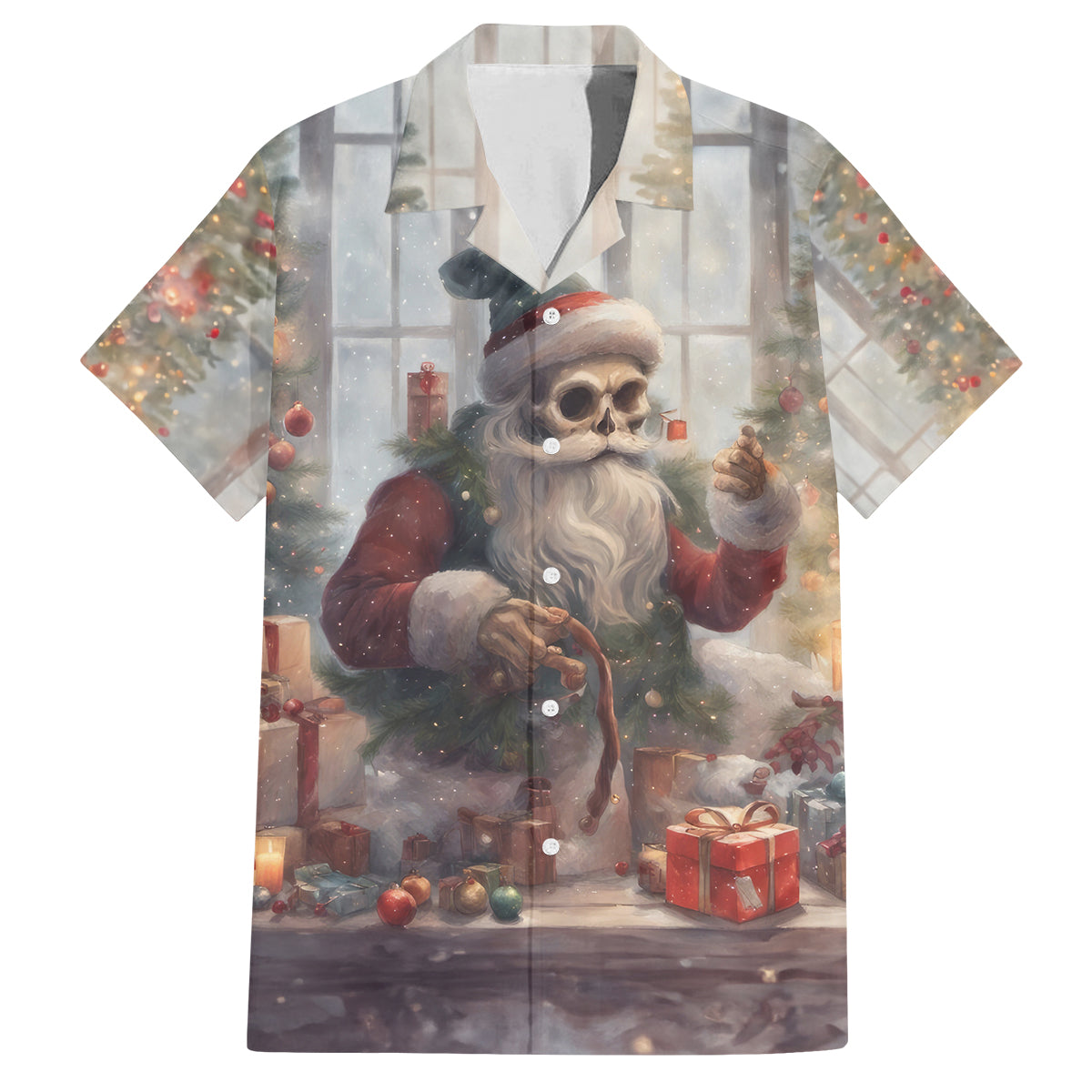 Skeleton Santa Claus Family Matching Summer Maxi Dress and Hawaiian Shirt Repair For Christmas Santa Claus - Wonder Print Shop