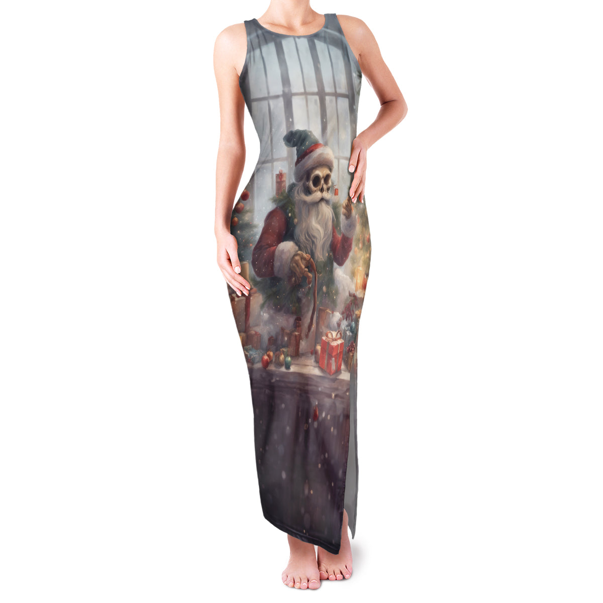 Skeleton Santa Claus Family Matching Tank Maxi Dress and Hawaiian Shirt Repair For Christmas Santa Claus - Wonder Print Shop