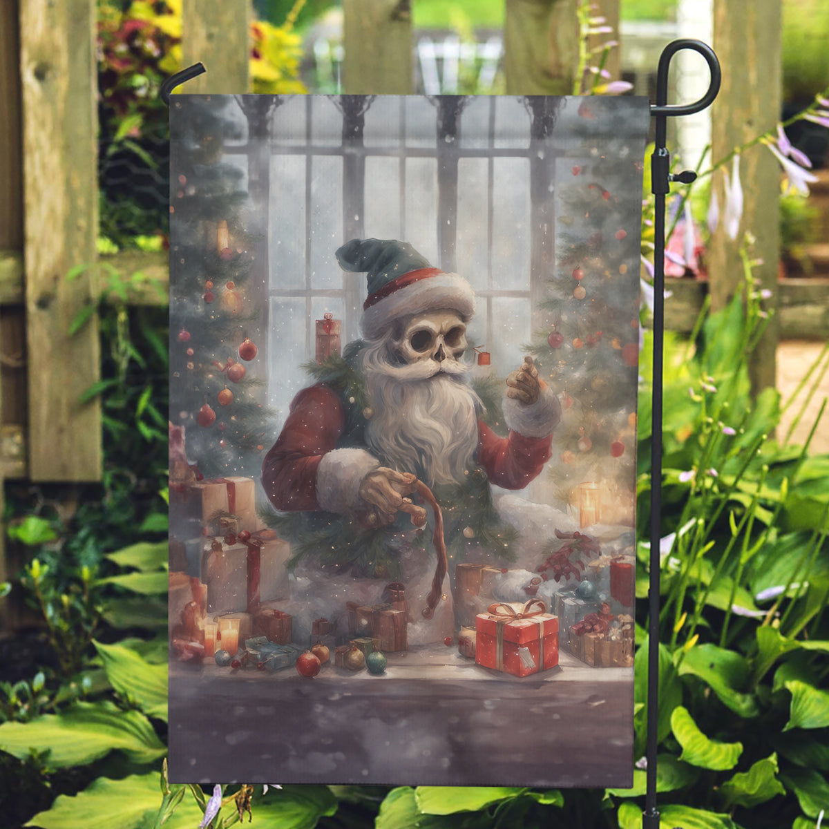 Skeleton Santa Claus Garden Flag Repair For Christmas Santa Claus - Wonder Print Shop