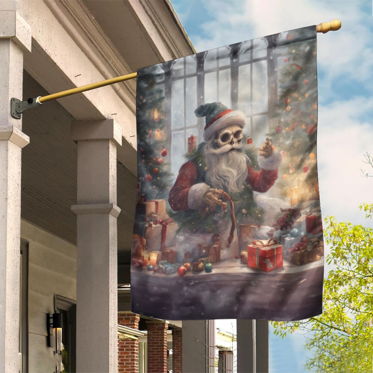 Skeleton Santa Claus Garden Flag Repair For Christmas Santa Claus - Wonder Print Shop