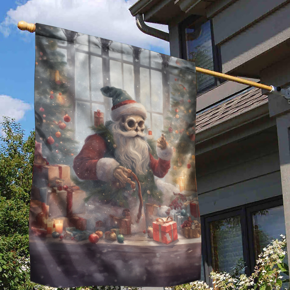 Skeleton Santa Claus Garden Flag Repair For Christmas Santa Claus - Wonder Print Shop