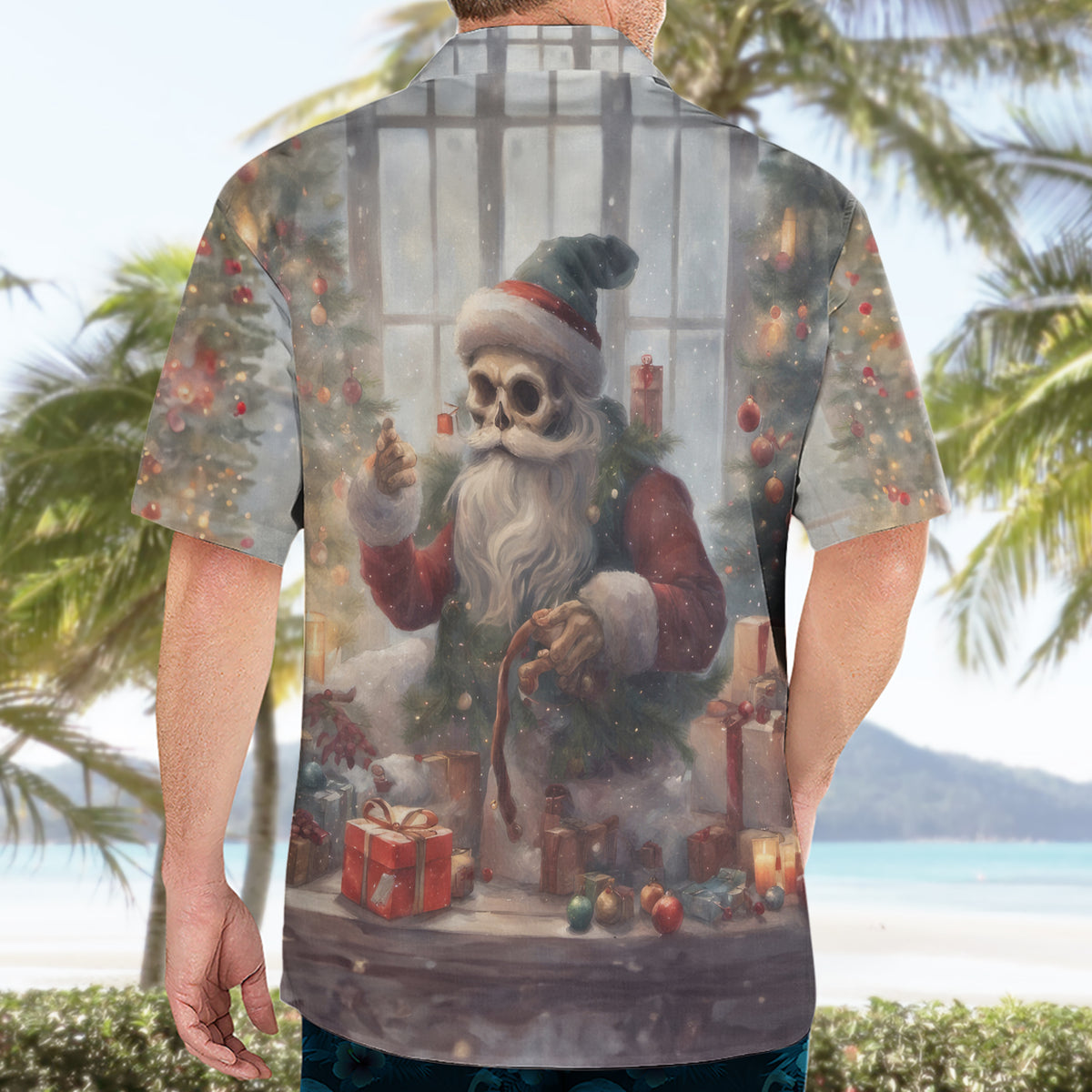 Skeleton Santa Claus Hawaiian Shirt Repair For Christmas Santa Claus - Wonder Print Shop
