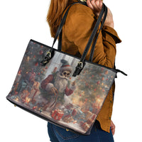 Skeleton Santa Claus Leather Tote Bag Repair For Christmas Santa Claus - Wonder Print Shop