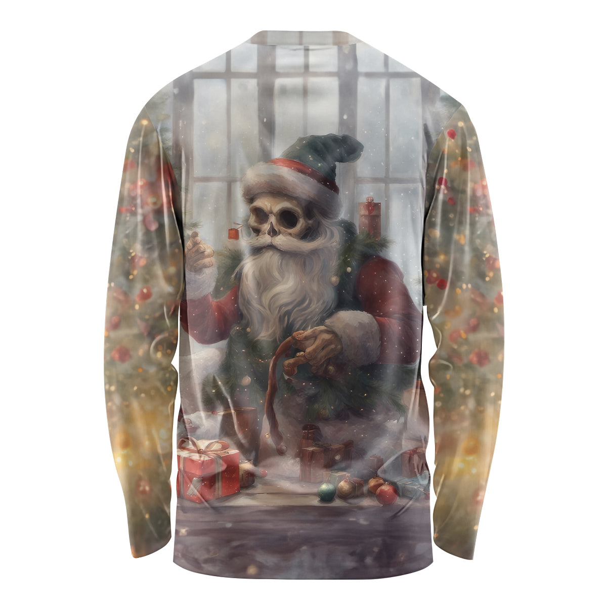 Skeleton Santa Claus Long Sleeve Shirt Repair For Christmas Santa Claus - Wonder Print Shop