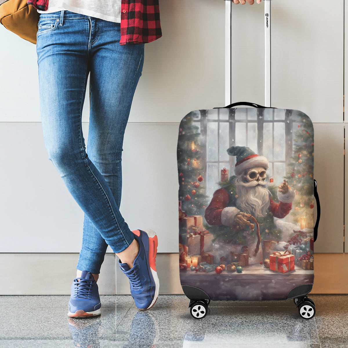 Skeleton Santa Claus Luggage Cover Repair For Christmas Santa Claus - Wonder Print Shop