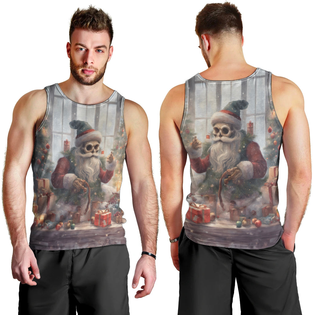 Skeleton Santa Claus Men Tank Top Repair For Christmas Santa Claus - Wonder Print Shop