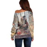 Skeleton Santa Claus Off Shoulder Sweater Repair For Christmas Santa Claus - Wonder Print Shop