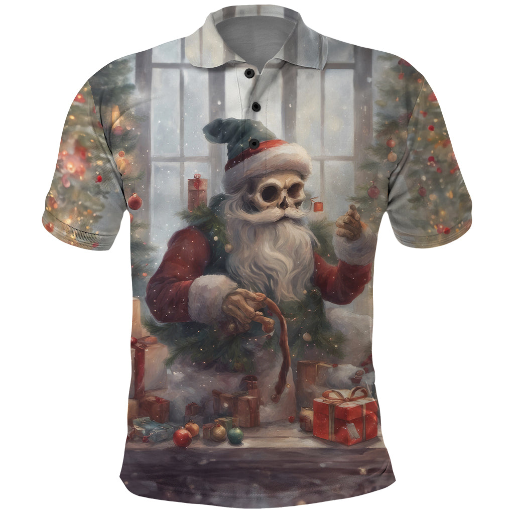 Skeleton Santa Claus Polo Shirt Repair For Christmas Santa Claus - Wonder Print Shop