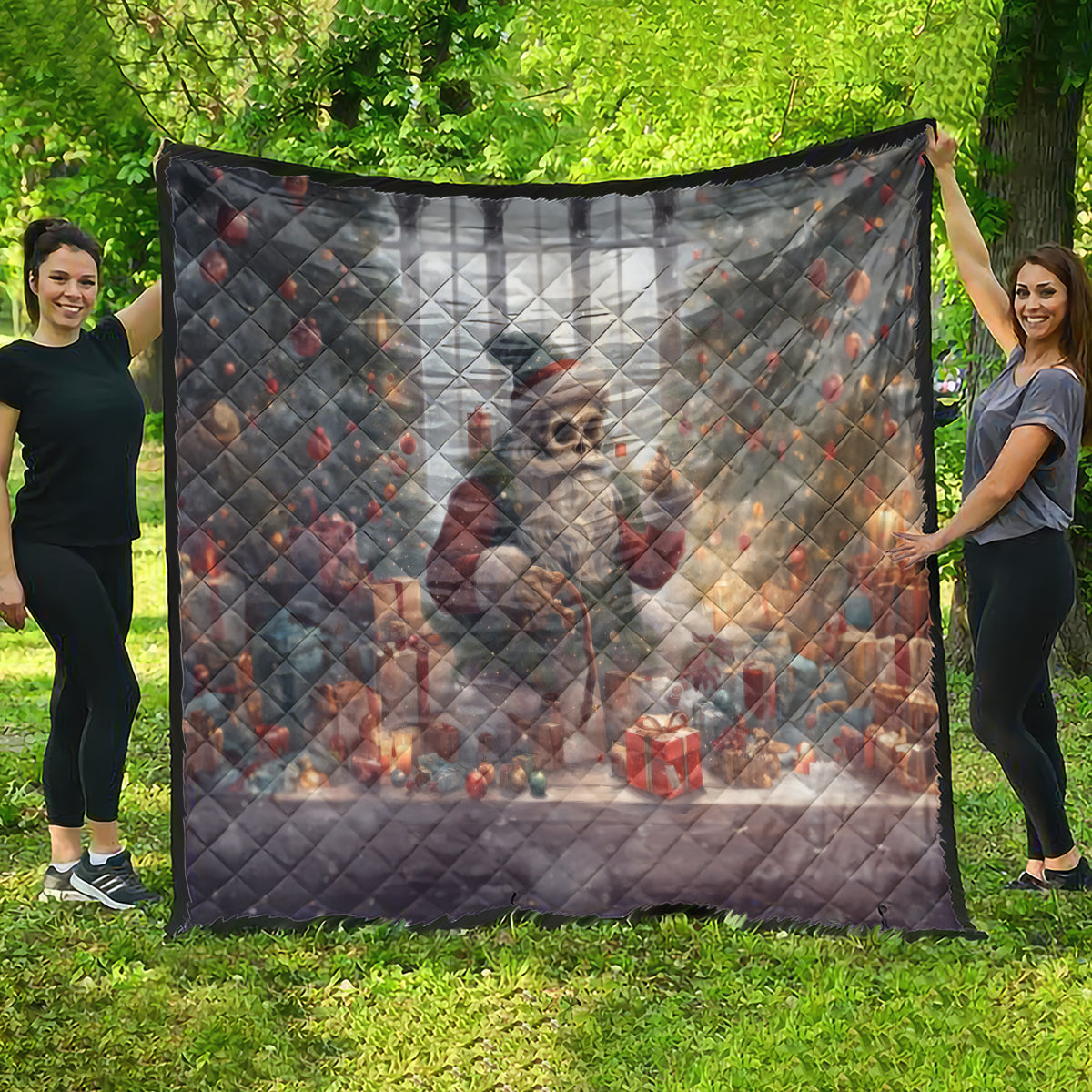 Skeleton Santa Claus Quilt Repair For Christmas Santa Claus - Wonder Print Shop