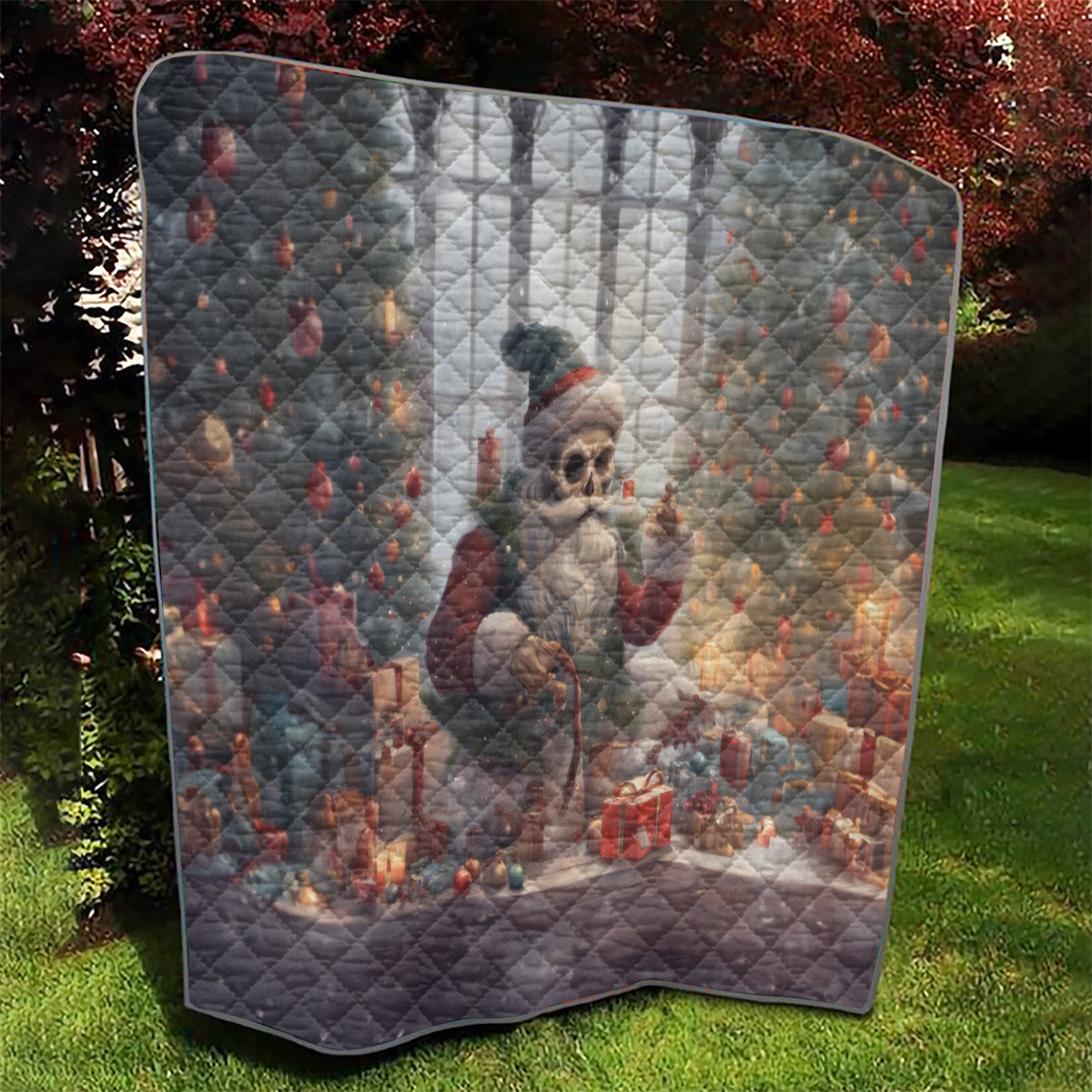 Skeleton Santa Claus Quilt Repair For Christmas Santa Claus - Wonder Print Shop