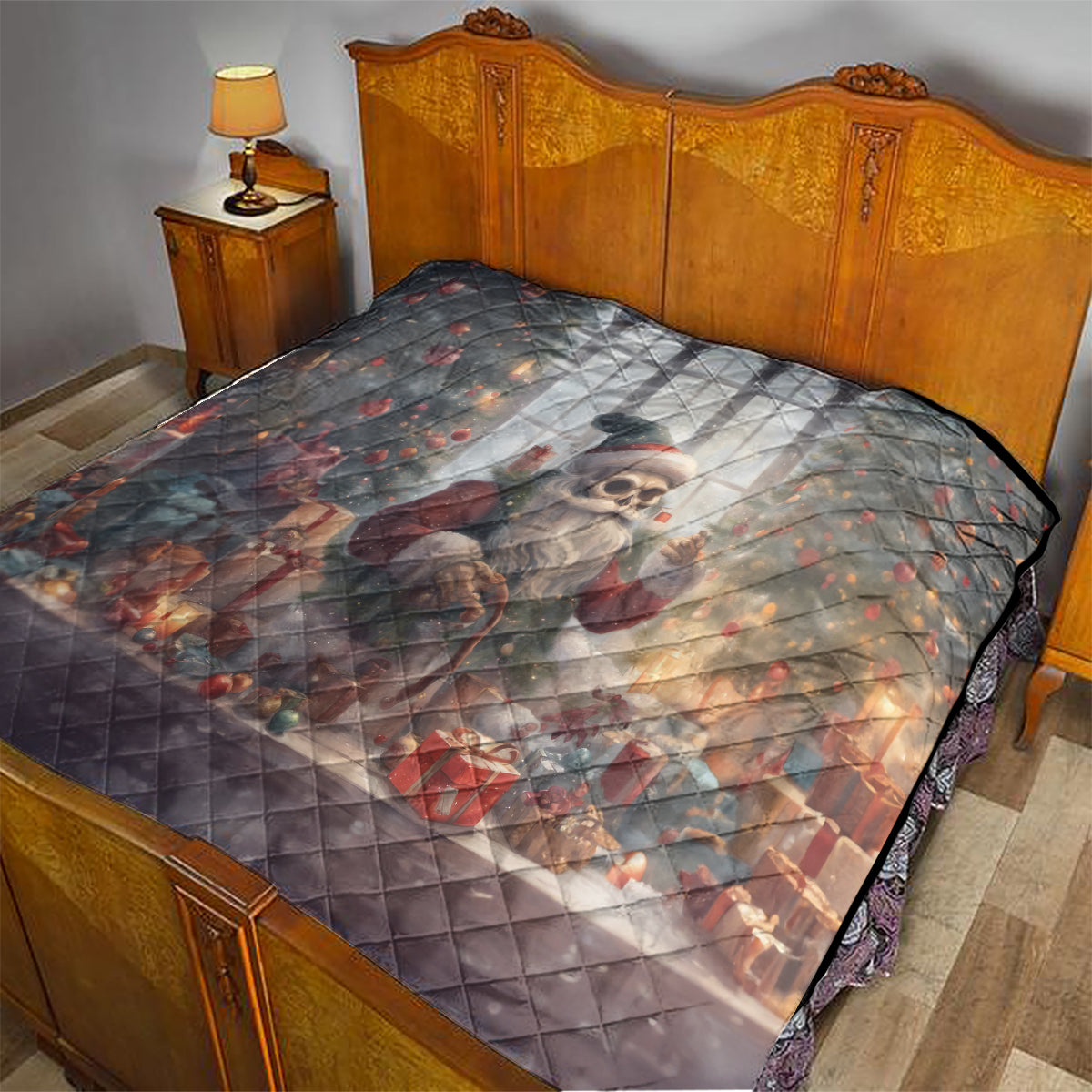Skeleton Santa Claus Quilt Repair For Christmas Santa Claus - Wonder Print Shop