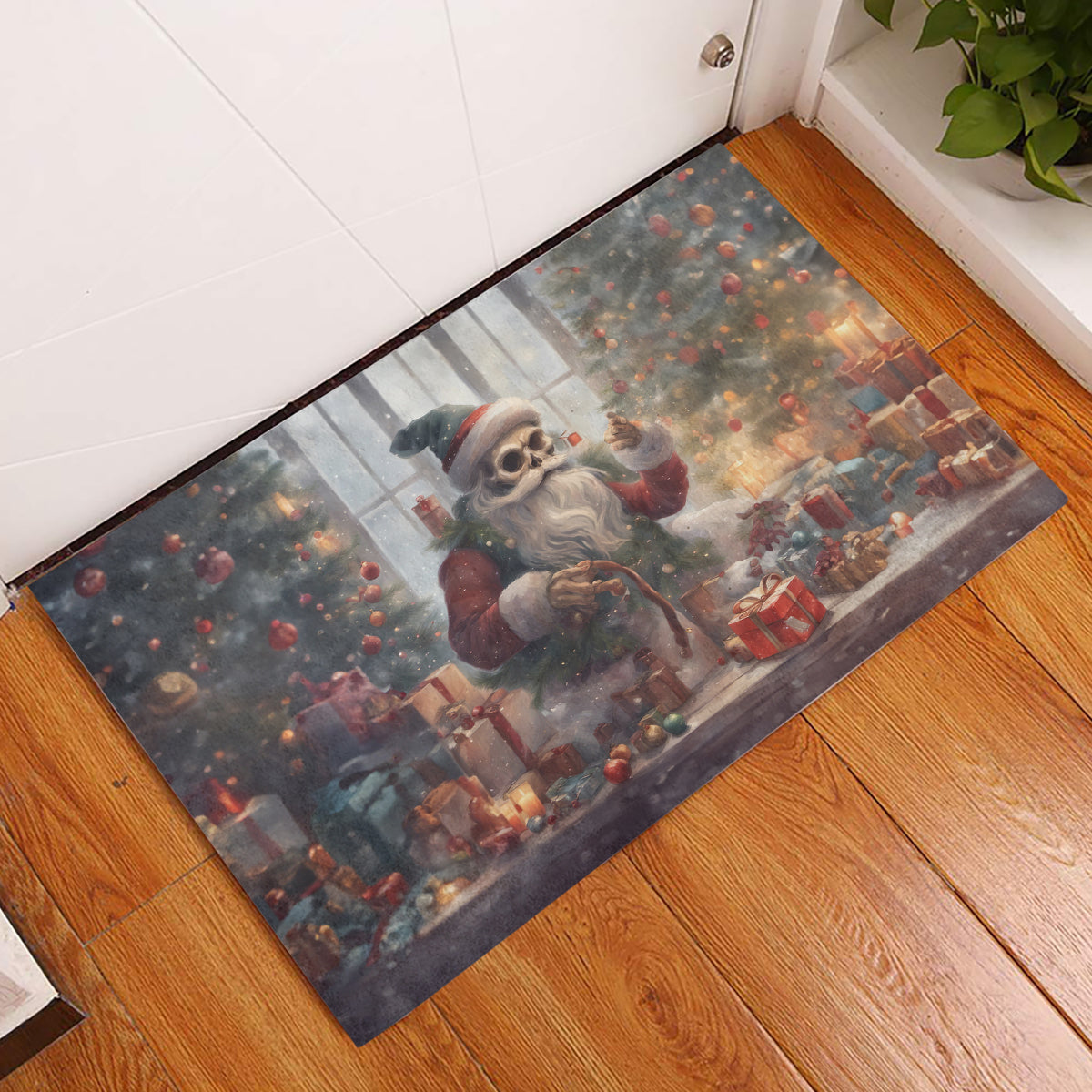 Skeleton Santa Claus Rubber Doormat Repair For Christmas Santa Claus - Wonder Print Shop