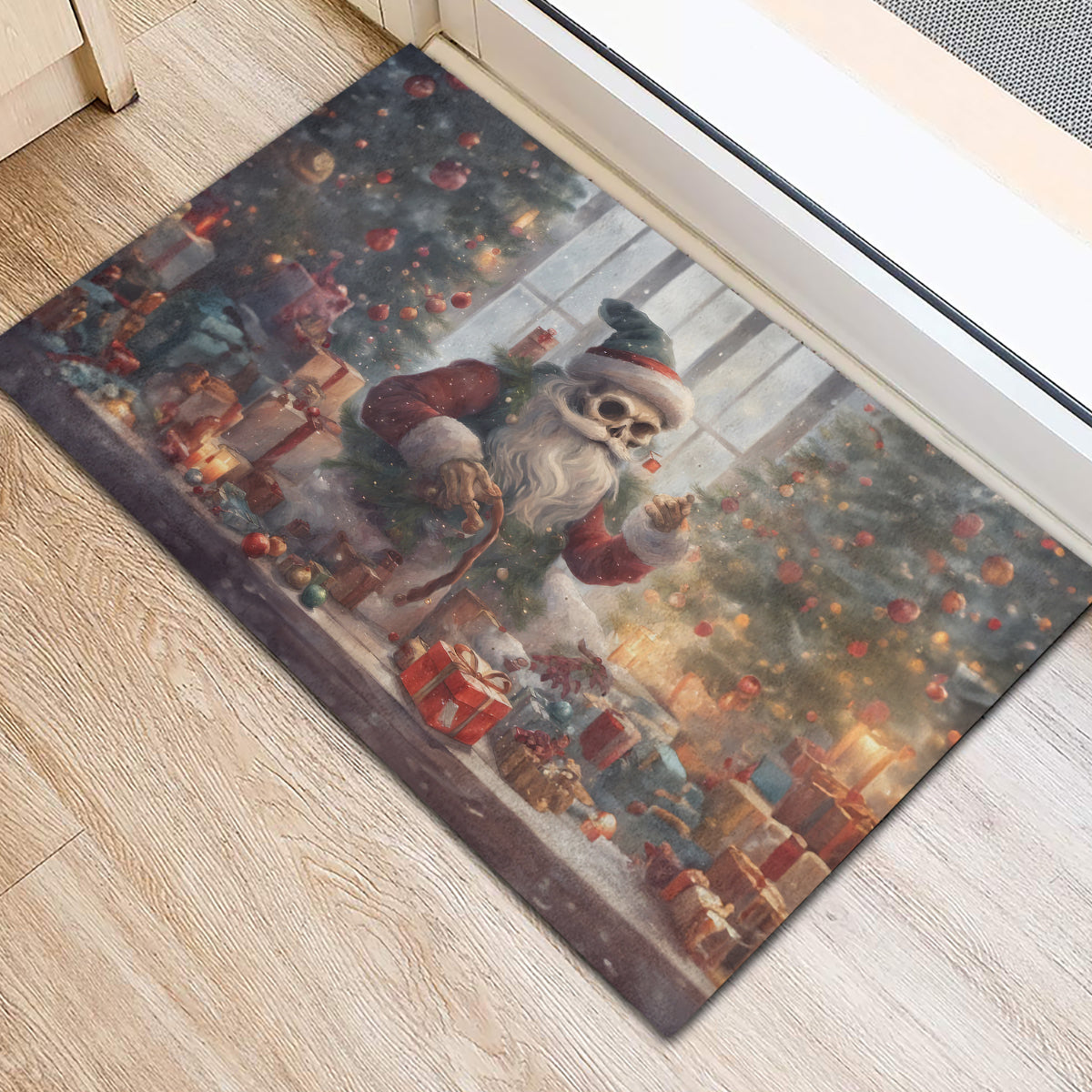 Skeleton Santa Claus Rubber Doormat Repair For Christmas Santa Claus - Wonder Print Shop
