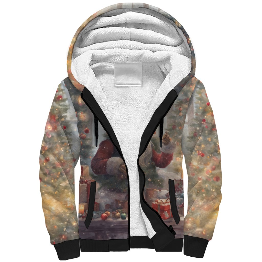 Skeleton Santa Claus Sherpa Hoodie Repair For Christmas Santa Claus - Wonder Print Shop
