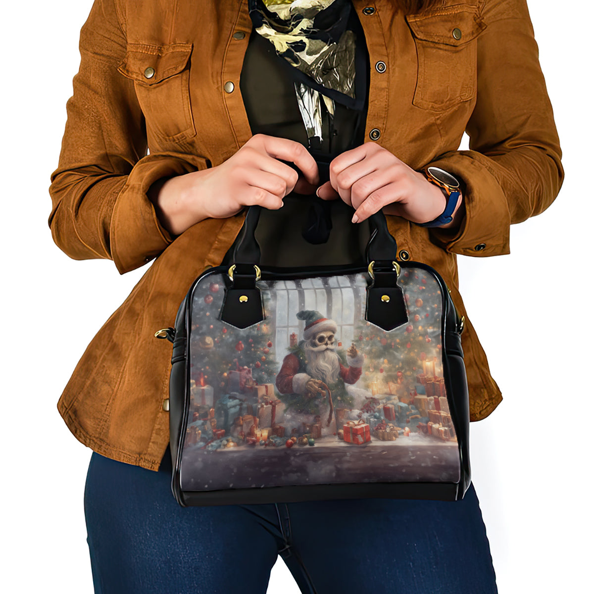 skeleton-santa-claus-shoulder-handbag-repair-for-christmas-santa-claus
