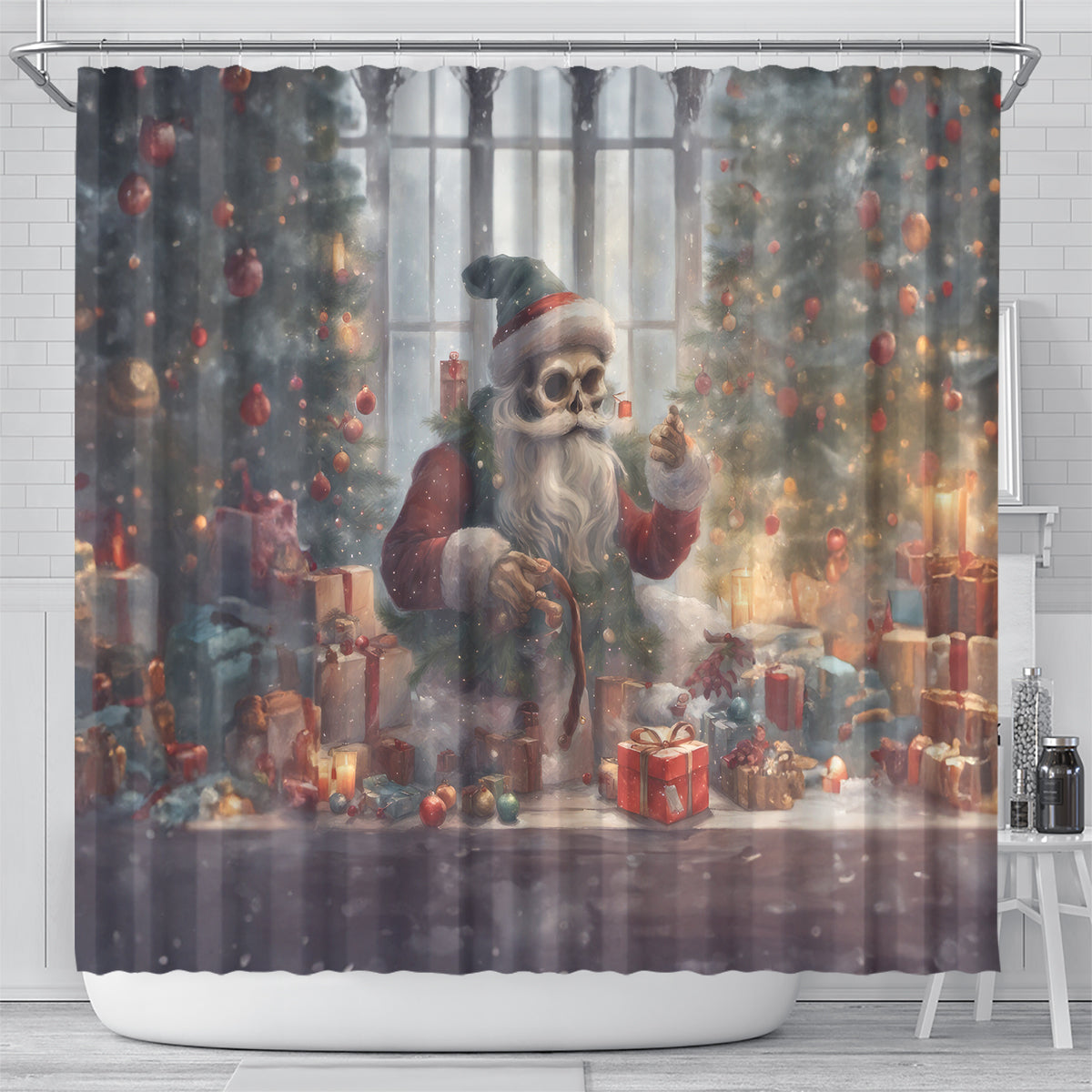 skeleton-santa-claus-shower-curtain-repair-for-christmas-santa-claus