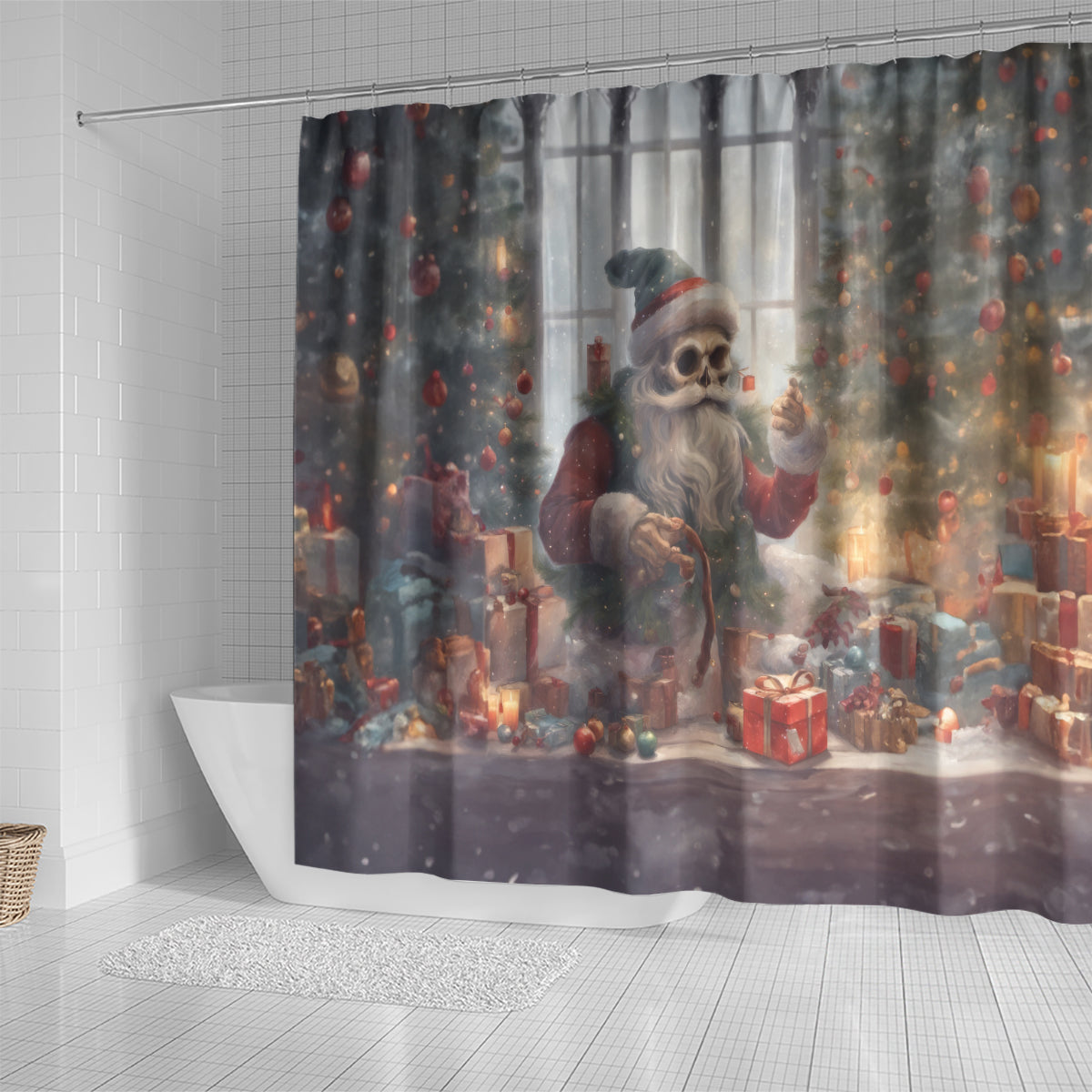 skeleton-santa-claus-shower-curtain-repair-for-christmas-santa-claus