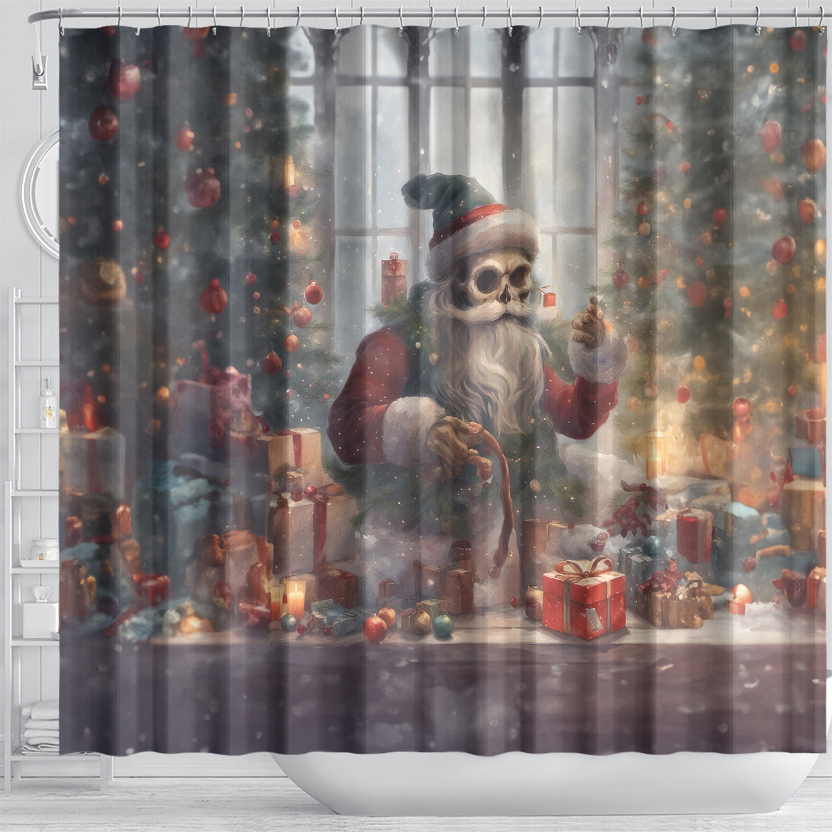skeleton-santa-claus-shower-curtain-repair-for-christmas-santa-claus