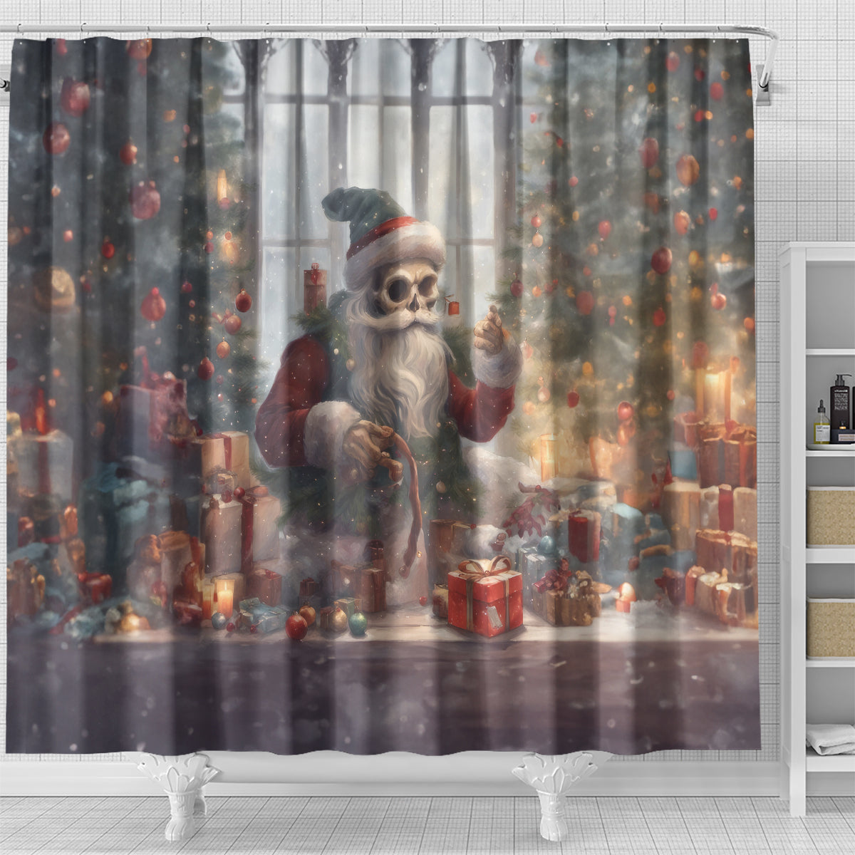 skeleton-santa-claus-shower-curtain-repair-for-christmas-santa-claus