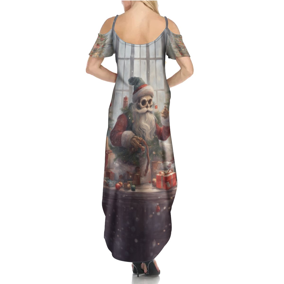 Skeleton Santa Claus Summer Maxi Dress Repair For Christmas Santa Claus - Wonder Print Shop