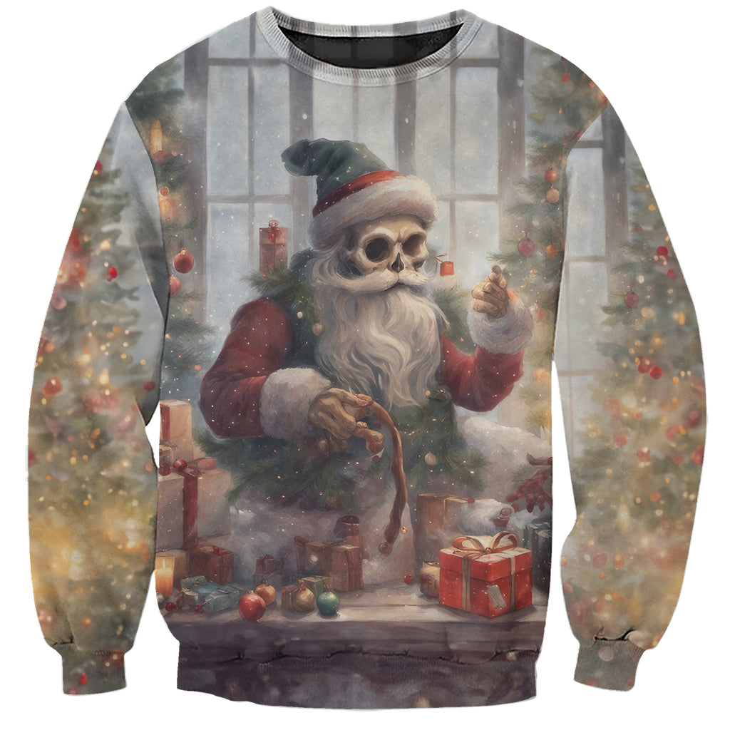Skeleton Santa Claus Sweatshirt Repair For Christmas Santa Claus - Wonder Print Shop