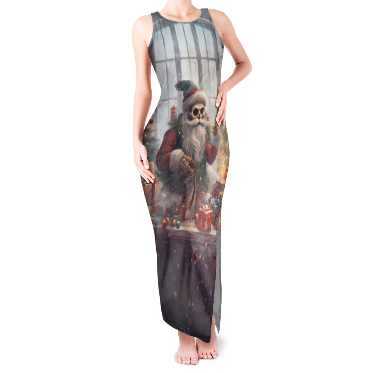 Skeleton Santa Claus Tank Maxi Dress Repair For Christmas Santa Claus - Wonder Print Shop