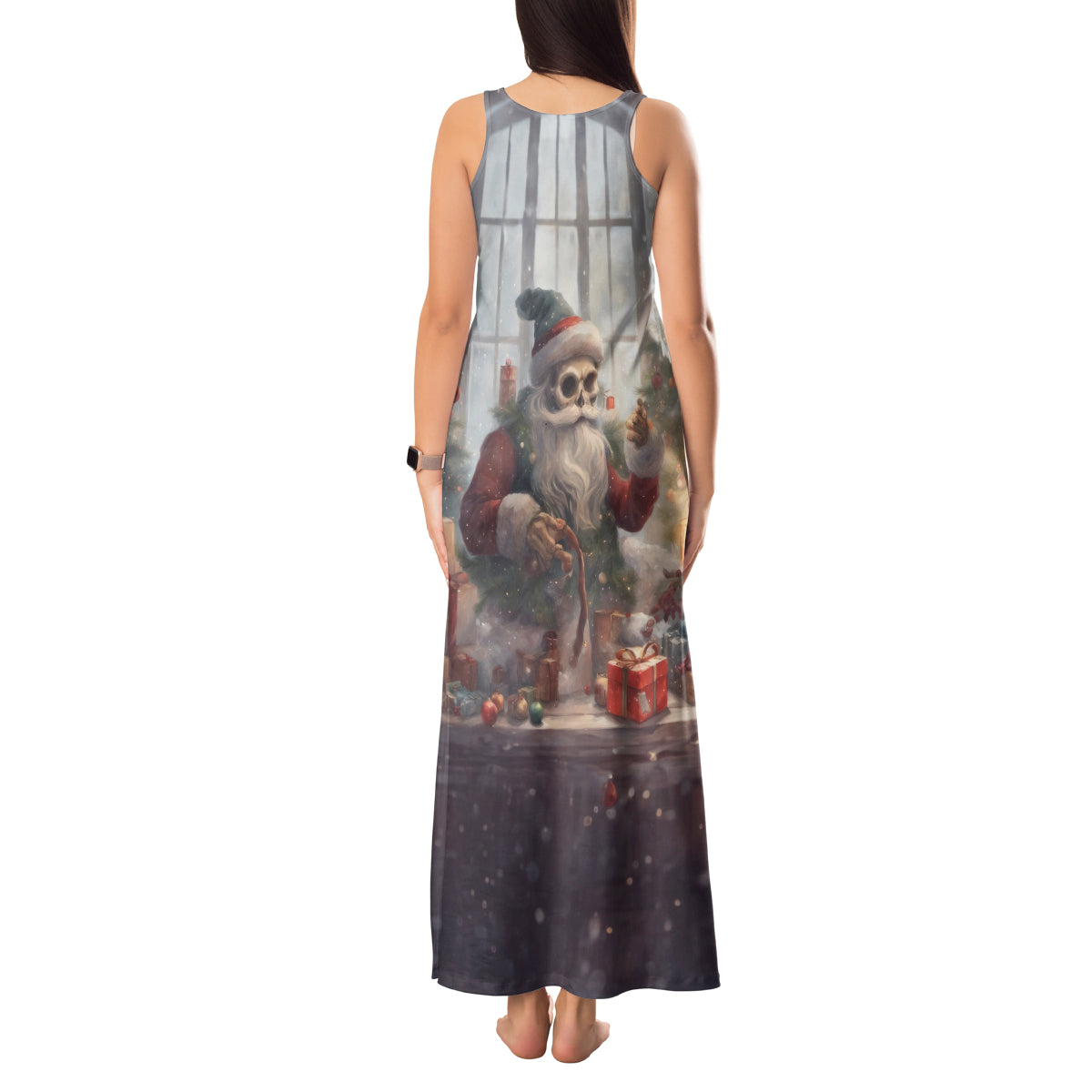 Skeleton Santa Claus Tank Maxi Dress Repair For Christmas Santa Claus - Wonder Print Shop