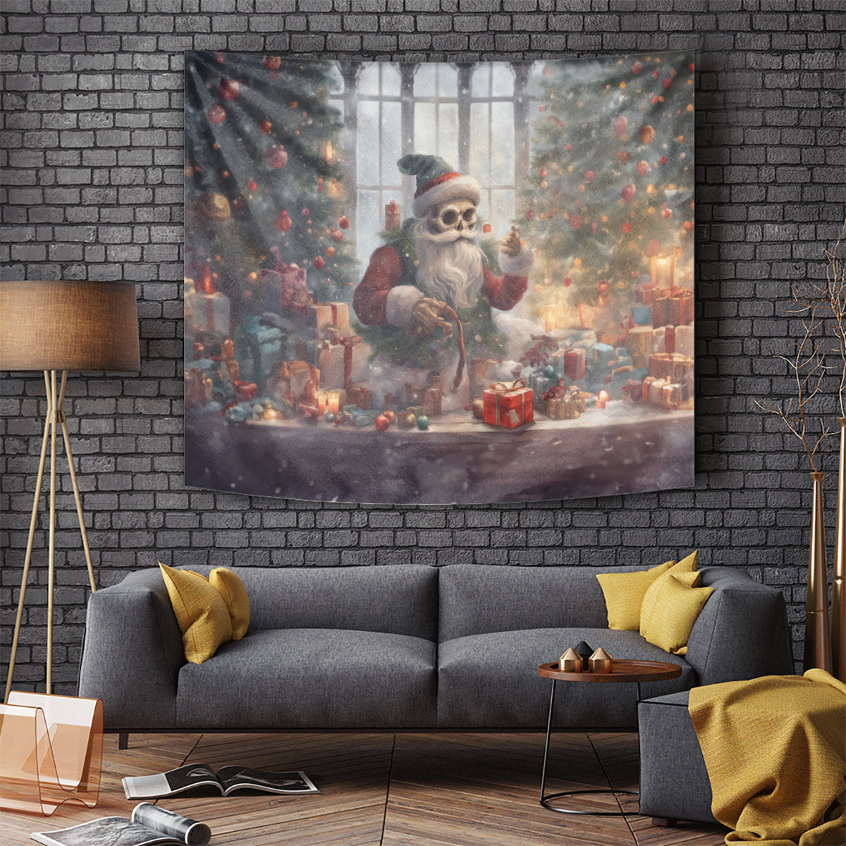 Skeleton Santa Claus Tapestry Repair For Christmas Santa Claus - Wonder Print Shop