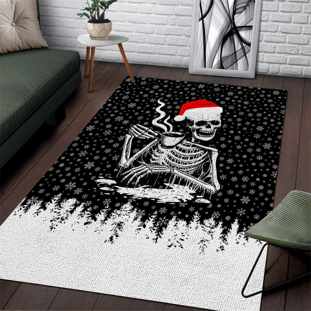 Skeleton Santa Claus Area Rug Scary Skeleton Santa Claus Coming - Wonder Print Shop