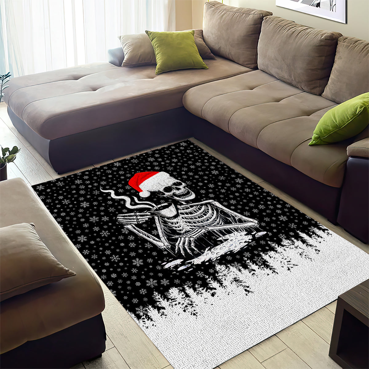 Skeleton Santa Claus Area Rug Scary Skeleton Santa Claus Coming - Wonder Print Shop