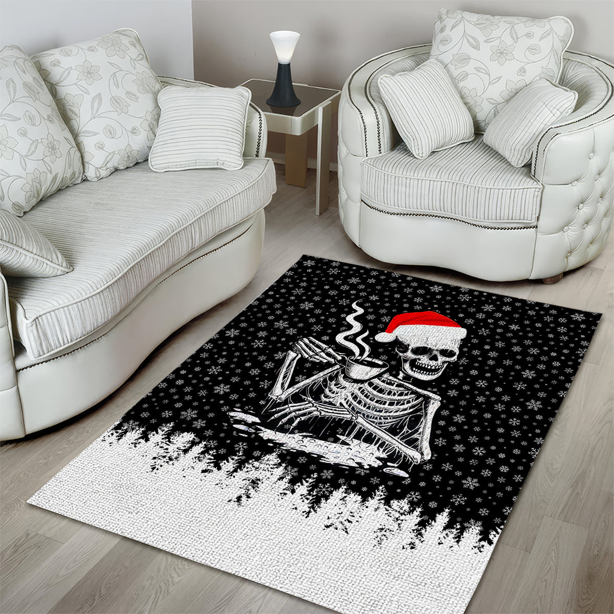 Skeleton Santa Claus Area Rug Scary Skeleton Santa Claus Coming - Wonder Print Shop