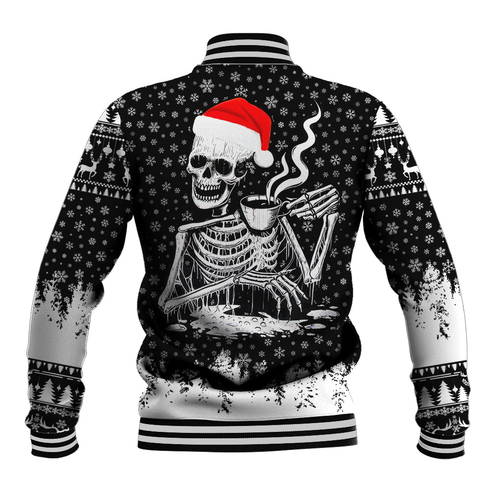 Skeleton Santa Claus Baseball Jacket Scary Skeleton Santa Claus Coming - Wonder Print Shop