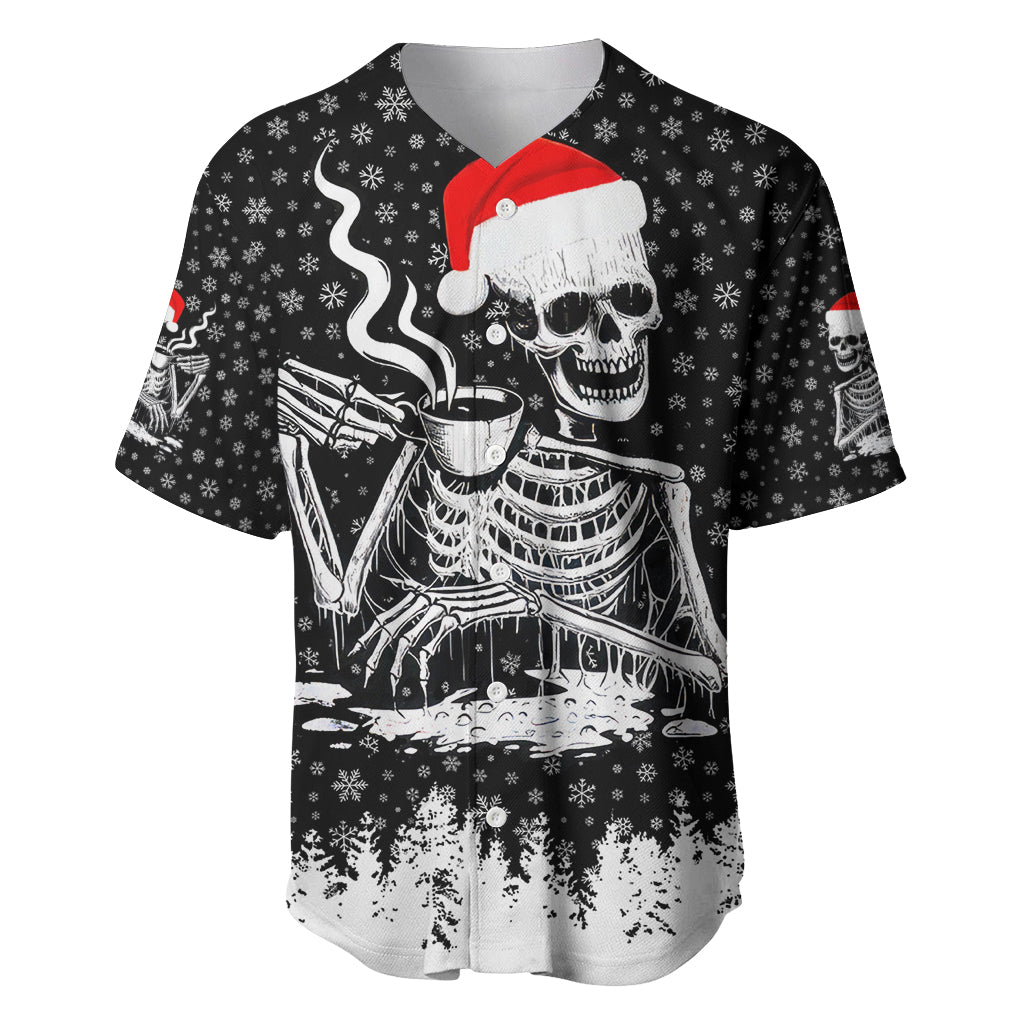Skeleton Santa Claus Baseball Jersey Scary Skeleton Santa Claus Coming - Wonder Print Shop