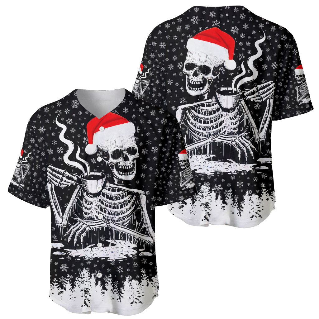 Skeleton Santa Claus Baseball Jersey Scary Skeleton Santa Claus Coming - Wonder Print Shop